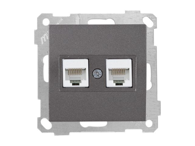 розетка компьютерная 2xrj45 (cat5e) дымчатая, elitra, mutlusan 2270 138 0195 от BTSprom.by