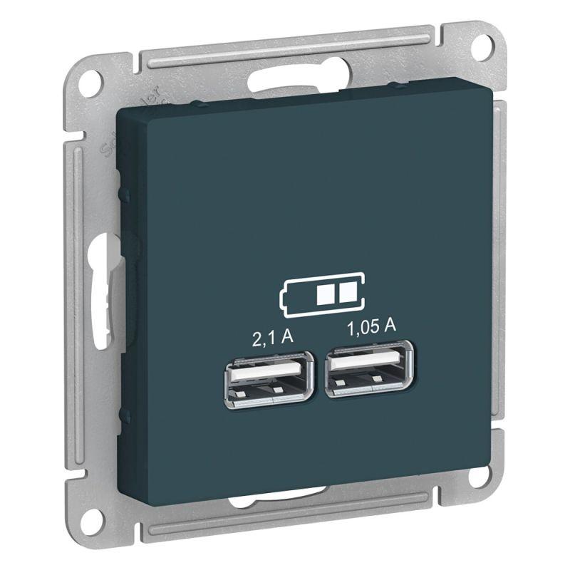 розетка usb atlasdesign тип a+a 5в 1х2.1а 2х1.05а механизм изумруд se atn000833 от BTSprom.by