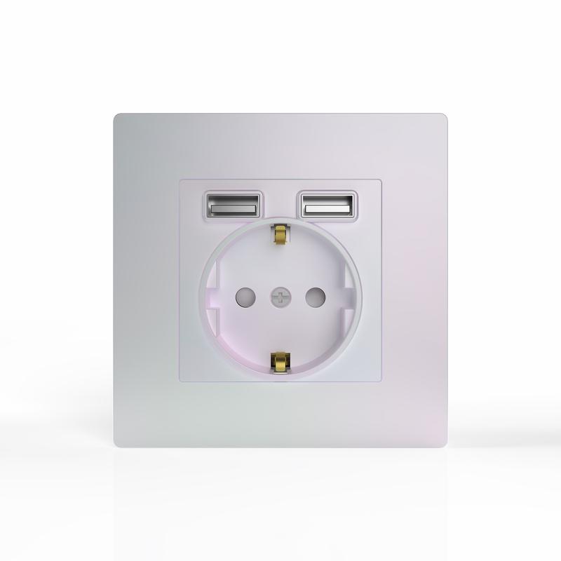 розетка 1-м сп pixel ip20 с заземл. с 2-мя заряд. устр. usb тип a+a механизм перламутр. tokov electric tke-px-r1u2a-c04 от BTSprom.by