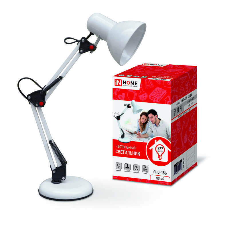 светильник настольный сно 15б 60вт e27 230в под лампу на основании бел. (кор.) in home 4690612012896 от BTSprom.by