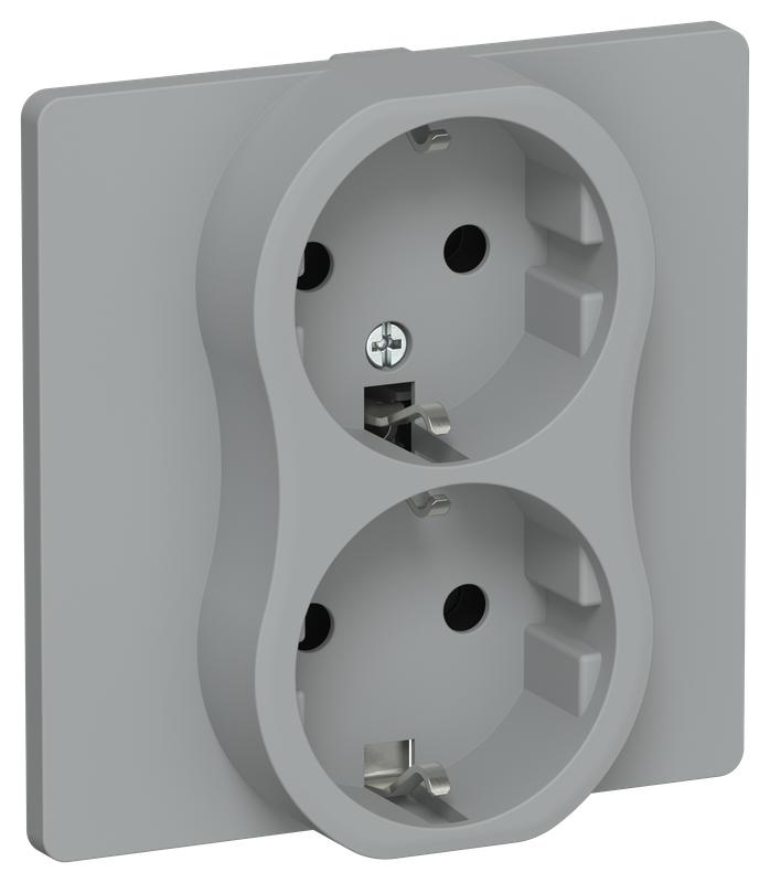 розетка 2-м сп flite рс12-1-к-флс 16а с заземл. без защ. шторок безвинтовое крепление в сборе механизм сер. iek fi-r21c-16-1-k03 от BTSprom.by