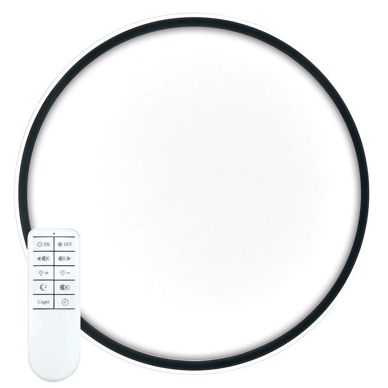 светильник светодиодный управляемый с пультом с батарейками 2хааа 80вт max. 5600лм 3000к-6500к ip20 черн. al5800 ring feron 41557 от BTSprom.by