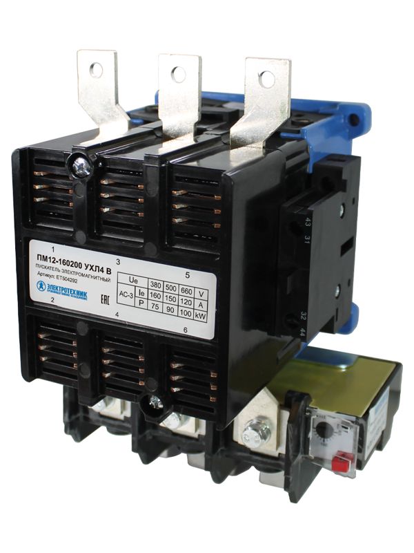 пускатель электромагнитный пм12-160200 ухл4 в 160а 380в/50гц ac 2но+2нз нереверсивный с реле ртт-326 136-160а электротехник et504292 от BTSprom.by