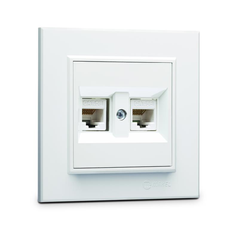 розетка компьютерная двойн. сп karea 16а ip20 cat 5 бел. makel 56001036 от BTSprom.by