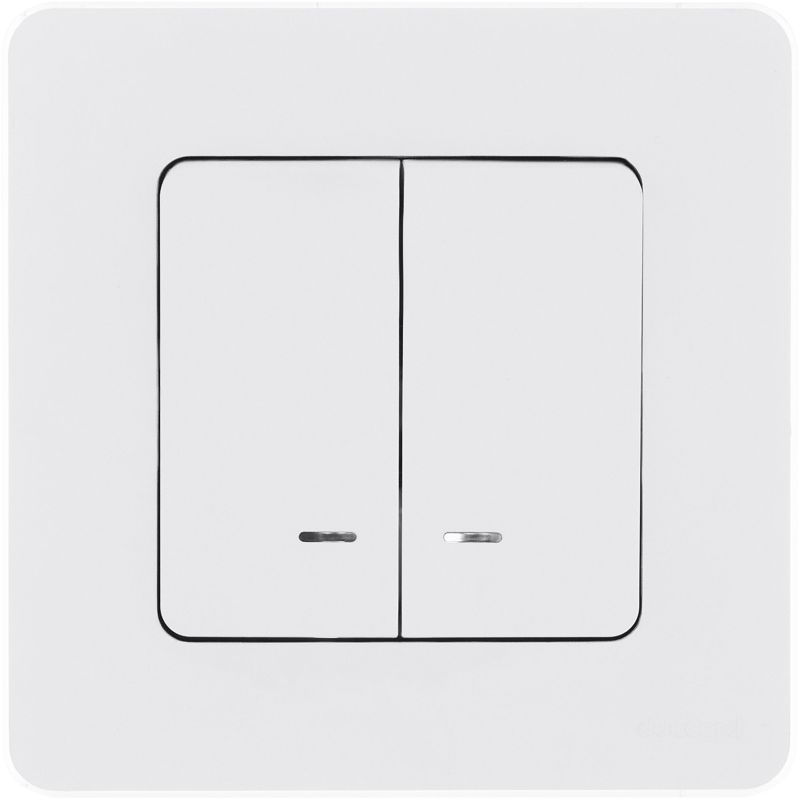  Выключатель 2-кл. Inspiria 10А IP20 250В 10AX с подсветкой/индикацией механизм бел. IEK 673630 фото в каталоге от BTSprom.by