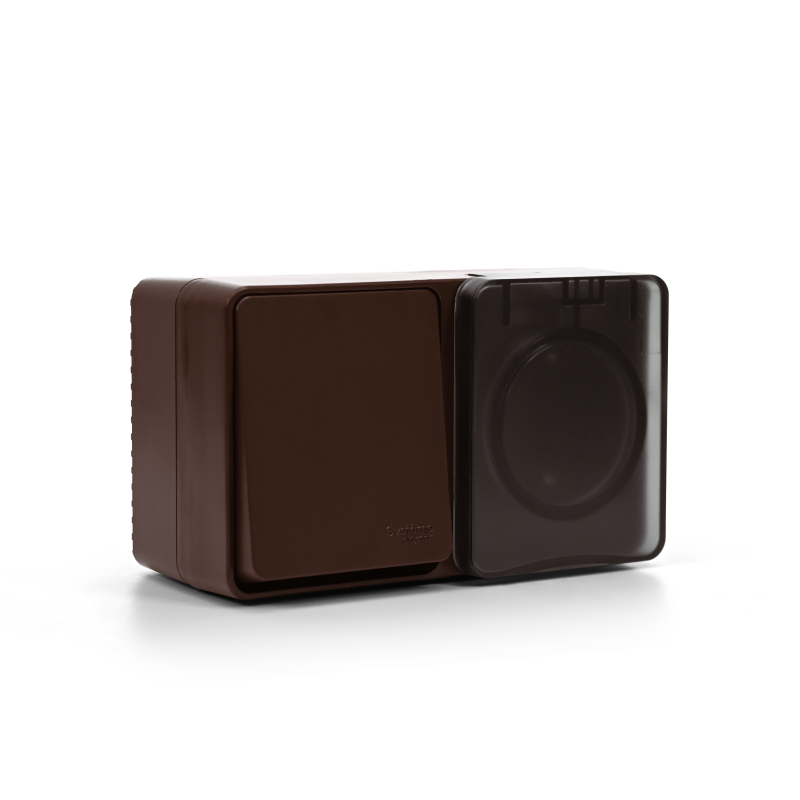  Блок ОП AtlasDesign PROFI IP54 (розетка 1-м 16А заземл. защ. шторки + 1-кл. выключатель 10А) корич. SE ATN546070 фото в каталоге от BTSprom.by