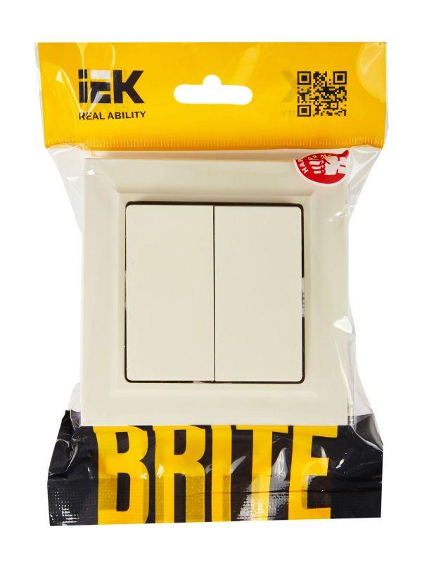  Выключатель 2-кл. СП BRITE ВСР10-2-0-БрКр 10А в сборе беж. IEK BR-V20-0-10-K10-F фото в каталоге от BTSprom.by