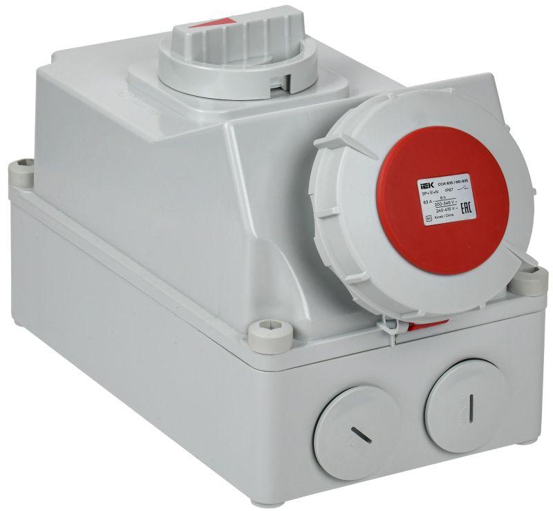 розетка с мех. блокировкой 63а-6ч 380в 3p+pe+n сси-835 ip67 iek psr12-063-5-5-67 от BTSprom.by