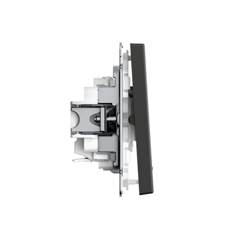  Выключатель 2-кл. ArtGallery (сх. 5а) 10AX с подсветкой быстрозажим. клем. механизм базальт SE GAL001453S фото в каталоге от BTSprom.by