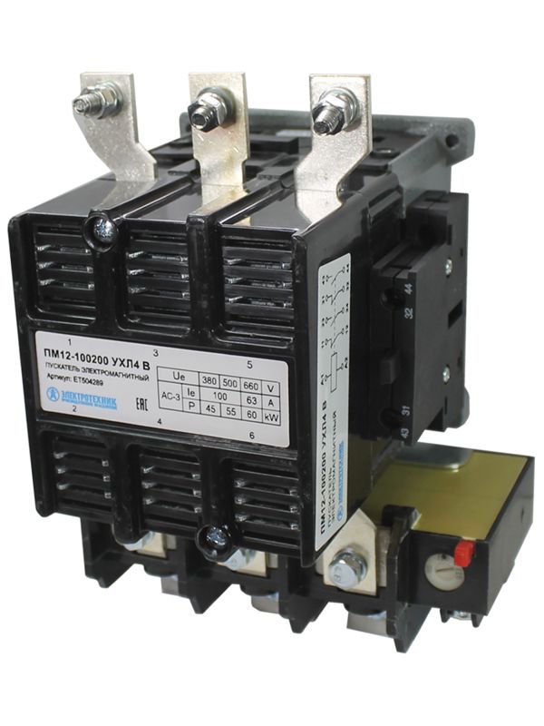 пускатель пм 12-100200 ухл4 в 100а кат. 380в ac 2но+2нз ip00 с реле ртт-325 85-115а электротехник et504289 от BTSprom.by