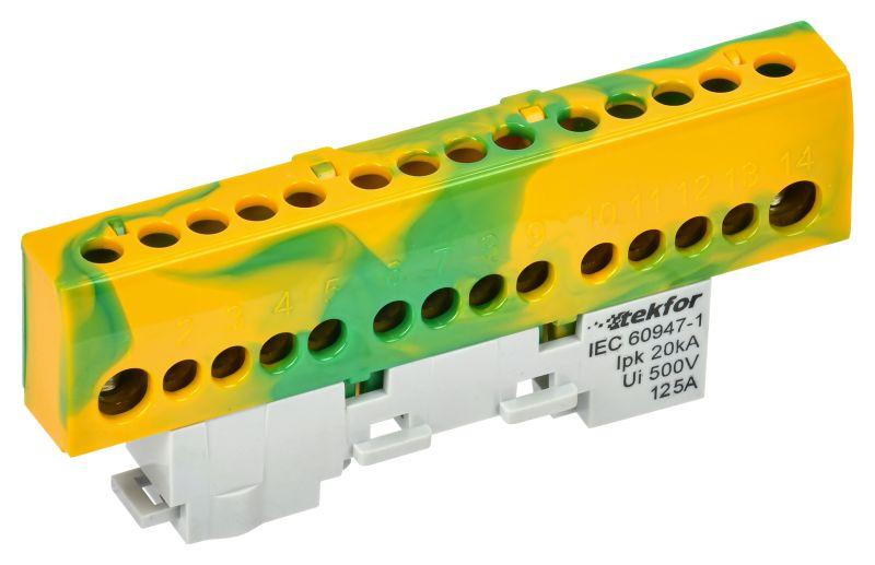 шина pe "земля" изол. на универс. держ. 8х12-12-жз tekfor iek tf-nn20-12-kl-k52 от BTSprom.by
