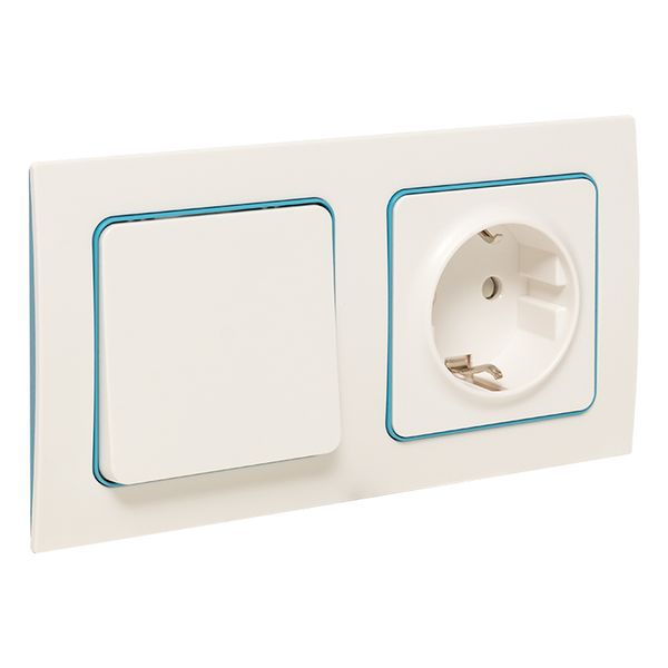  Рамка 2-м Стокгольм бел. с линией цвета син. PROxima EKF EXM-G-305-30 фото в каталоге от BTSprom.by