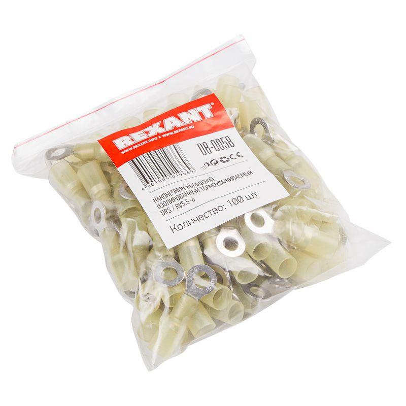  Наконечник кольцевой изол. термоус. (НКИт d6.5мм) 4-6кв.мм (DRS/RV5.5-6) (уп.100шт) Rexant 08-0058 фото в каталоге от BTSprom.by