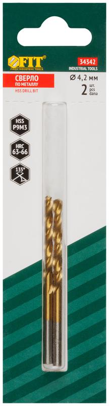  Сверло HSS по металлу титановое покрытие в блист. 4.2мм (уп.2шт) FIT 34342 фото в каталоге от BTSprom.by