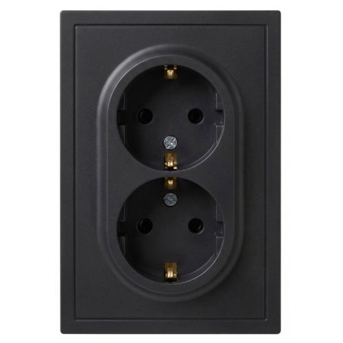 розетка 2-м с заземл. со шторками сп 16а ip20 250в galaxy антрацит эра б0070705 от BTSprom.by