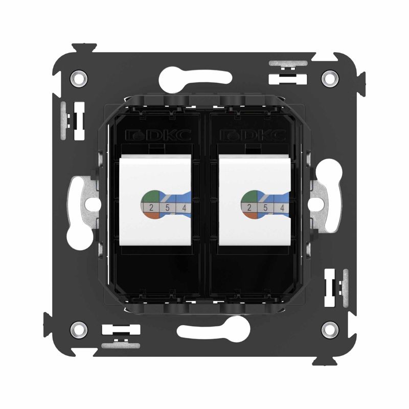  Розетка компьютерная 2-м СП Avanti "Черный квадрат" RJ45 кат.6 без шторок механизм DKC 4402694 фото в каталоге от BTSprom.by