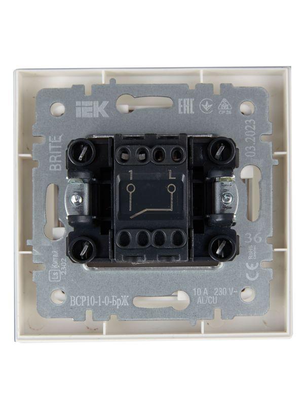  Выключатель 1-кл. СП BRITE ВСР10-1-0-БрЖ 10А в сборе жемчуж. IEK BR-V10-0-10-K36-F фото в каталоге от BTSprom.by