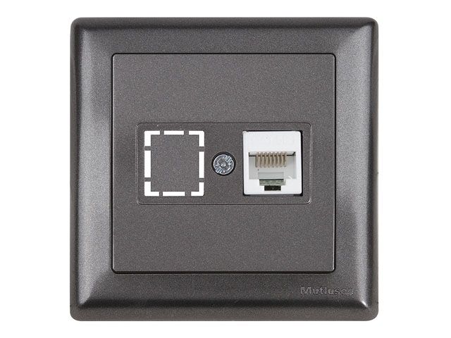 розетка компьютерная 1xrj45 (cat5e, скрытая, с рамкой) дымчатый, daria, mutlusan ((rj 45)   8-pin, соединения типа 568a или 568b) 2120 136 0195 от BTSprom.by