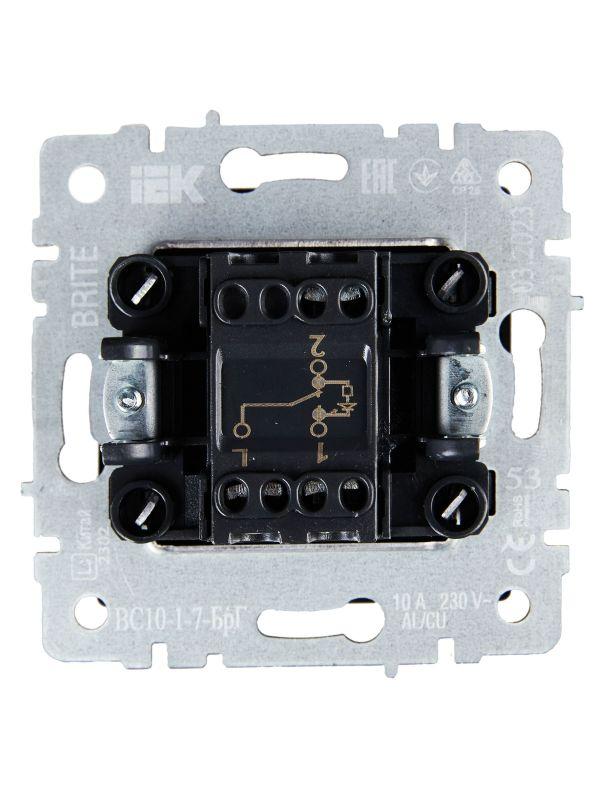  Выключатель проходной 1-кл. СП BRITE ВС10-1-7-БрГ 10А с индик. механизм графит IEK BR-V12-1-10-K53 фото в каталоге от BTSprom.by
