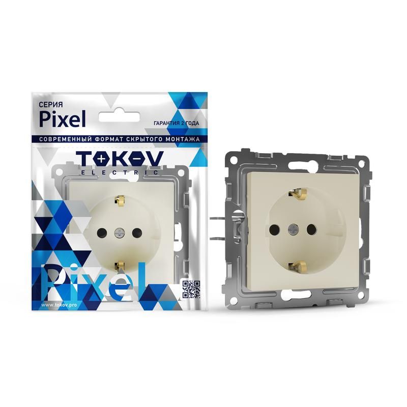 розетка 1-м сп pixel 16а ip20 с заземл. механизм беж. tokov electric tke-px-r1z-c02 от BTSprom.by
