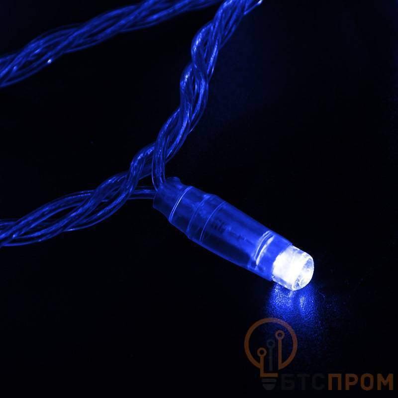  НИТЬ ПВХ flashing 10м (2 модуля x 5м), прозрачный ПВХ, 100 LED Синий, 230В (нужен шнур питания 303-500/303-500-1) фото в каталоге от BTSprom.by
