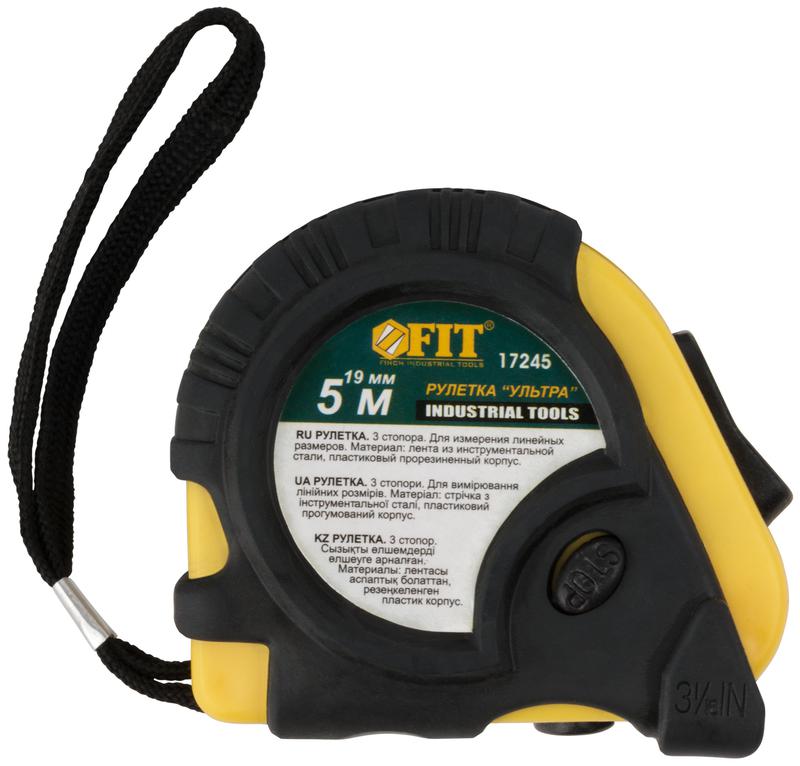  Рулетка Ультра 5мх19мм прорезиненный корпус тройн. стопор FIT 17245 фото в каталоге от BTSprom.by
