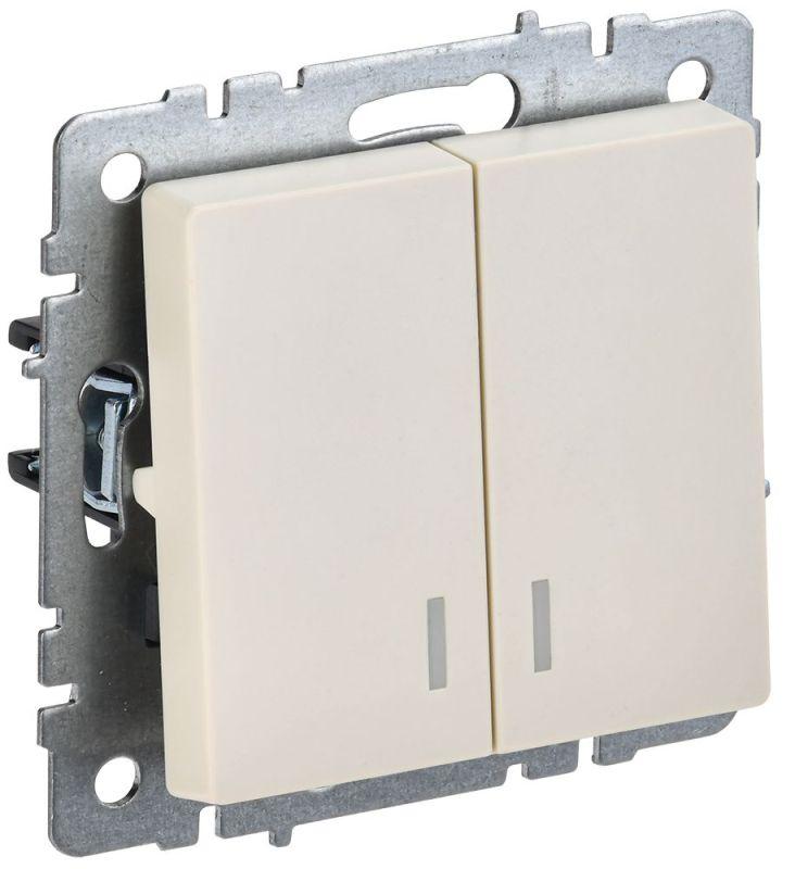 выключатель 2-кл. сп brite вс10-2-1-бркр 10а с индик. механизм беж. iek br-v20-1-10-k10 от BTSprom.by
