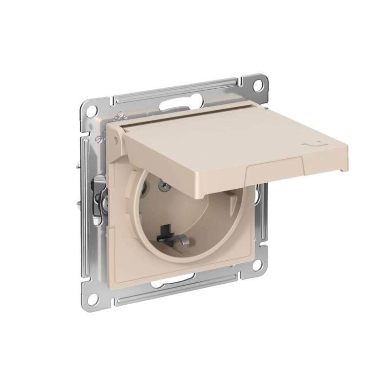 розетка atlasdesign 16а ip20 с заземл. защ. шторки с крышкой быстрозажим. клем. механизм песочн. se atn001246s от BTSprom.by