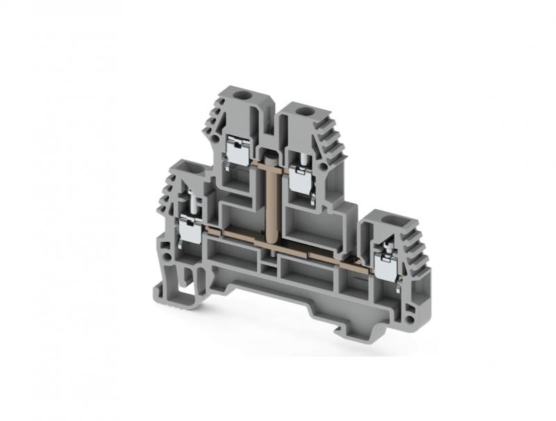клеммник 2-х ярусный pik 2.5rdk 2.5кв.мм с внутр. перемычкой сер. klemsan 325259 от BTSprom.by