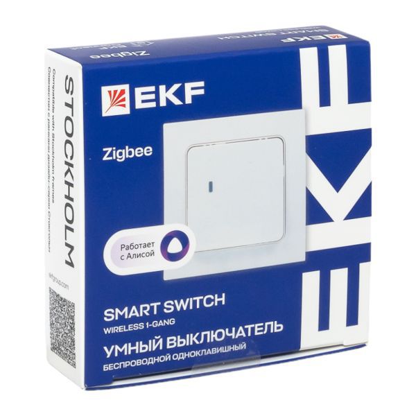  Выключатель 1-кл. Стокгольм Умный беспроводной бел. Zigbee Сonnect EKF RCV-ST1-WS-ZB фото в каталоге от BTSprom.by