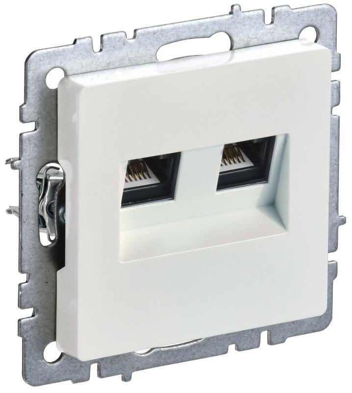розетка двойная сп brite rj11+rj45 кат.5e рк/т12-брж жемчуж. iek br-kt20-o-1-k36 от BTSprom.by