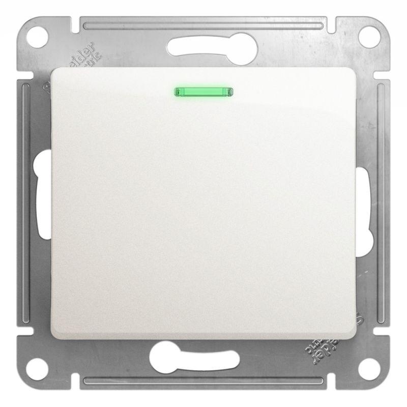 переключатель проходной 1-кл. сп glossa 10а ip20 (сх. 6а) 10ax с подсветкой механизм перламутр. se gsl000663 от BTSprom.by