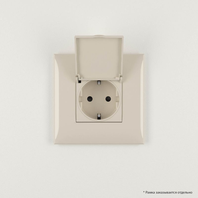  Розетка 1-м СП 2мод. Avanti "Ванильная дымка" 16А IP41 2P+E защ. шторки с крышкой беж. DKC 4405013 фото в каталоге от BTSprom.by