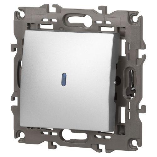  Выключатель 1-кл. СП Elegance 14-1102-03 10А IP20 250В 10AX с подсветкой механизм алюм. Эра Б0034217 фото в каталоге от BTSprom.by