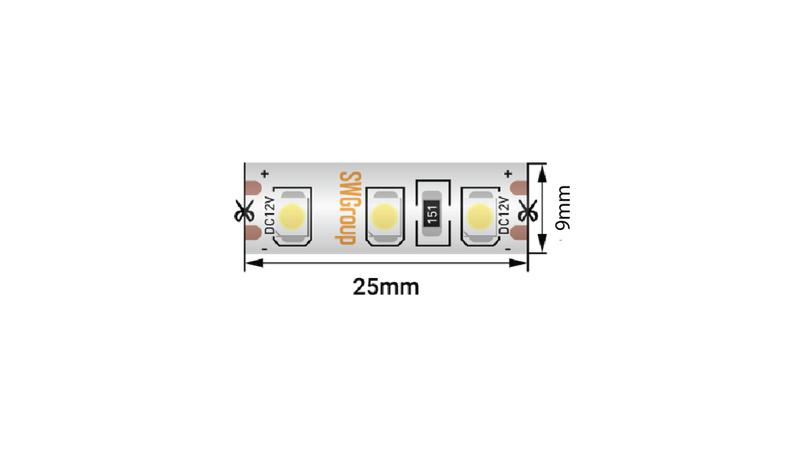 лента светодиодная стандарт 3528 120led/м 9.6вт/м тепл. бел. 12в ip66 со скотчем 3м (уп.5м) swg standard 00-00014785 от BTSprom.by