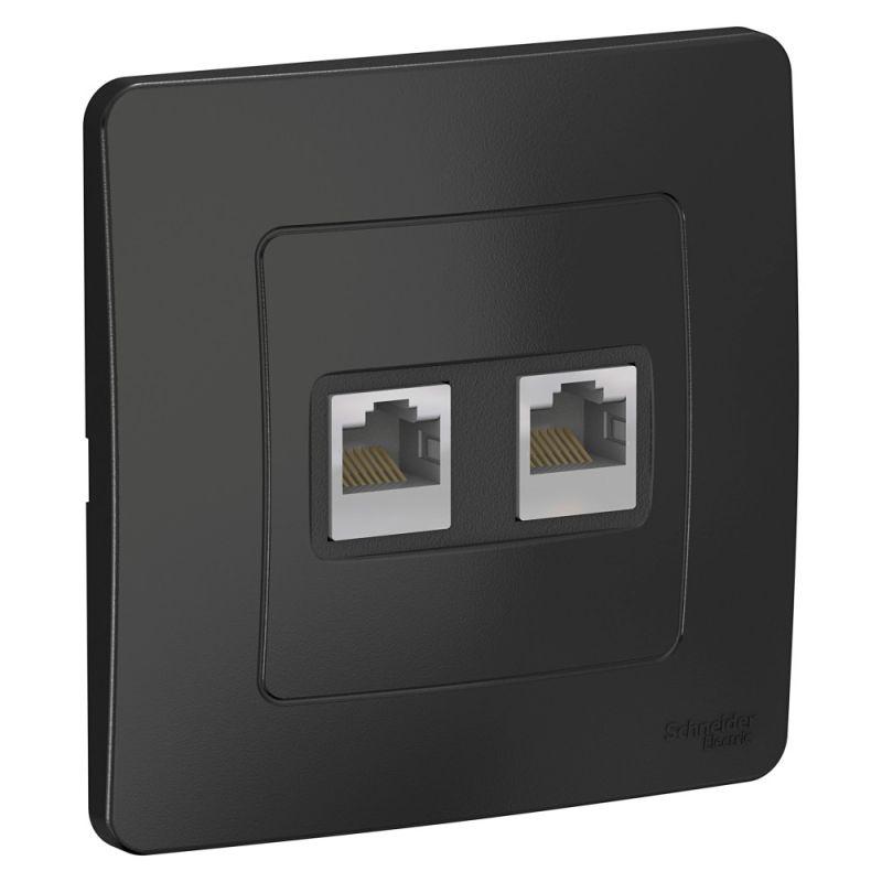 розетка компьютерная 2-м сп blanca rj45 кат.5e антрацит se blnis045456 от BTSprom.by
