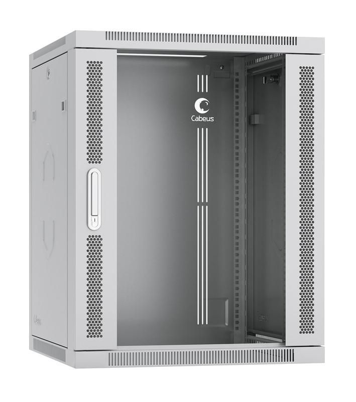 шкаф телекоммуникационный настенный sh-05f-15u60/45 19дюйм 15u 600х450х769мм дверь стекло сер. (ral 7035) cabeus 7061c от BTSprom.by