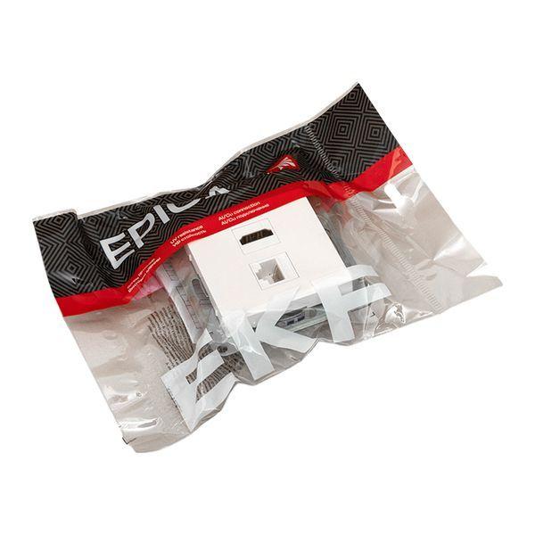  Розетка СП Эпика HDMI + RJ45 кат.5 механизм бел. EKF UP1-SOW-HDMI+RJ45 фото в каталоге от BTSprom.by