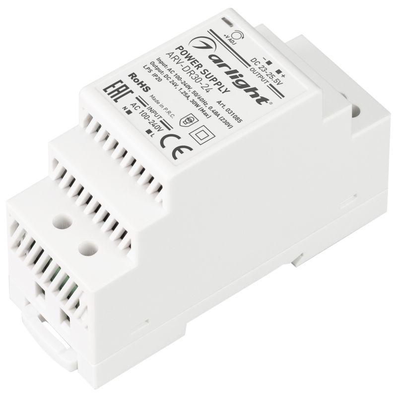 блок питания arv-dr30-24 24в 1.25а 30вт ip20 din-рейка arlight 031085 от BTSprom.by