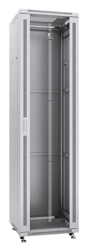 шкаф монтажный телекоммуникационный напольный sh-05c-47u60/80 19дюйм для распред. и серверн. оборудования 47u 600х800х2277мм передн. стеклян. и задн. сплошн. метал. двери ручка с замком сер. (ral 7035) cabeus 7863c от BTSprom.by