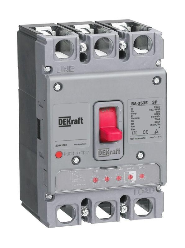 выключатель автоматический силовой 3п 250а 70ка ва-353e электрон. расцеп. dekraft 22665dek от BTSprom.by