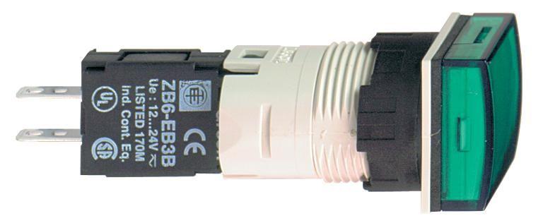  Лампа светосигнальная d16мм 12-24В зел. квадрат. с подсветкой SchE XB6CV3BB фото в каталоге от BTSprom.by