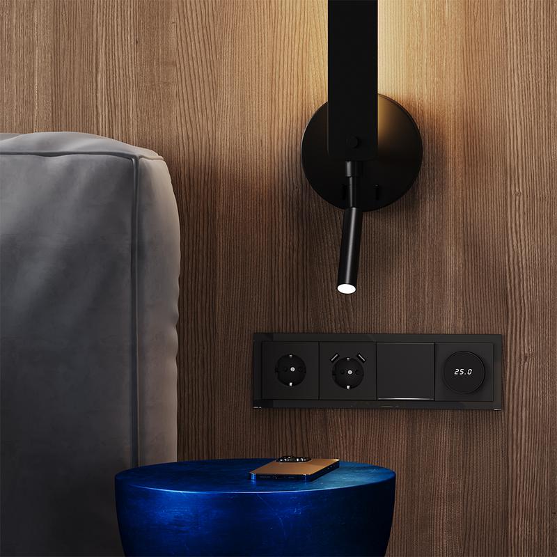  Розетка 1-м СП S70 16А с USB A+A с заземл. защ. шторки механизм черн. матов. Voltum VLS040408 фото в каталоге от BTSprom.by