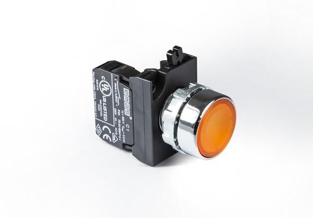 кнопка нажимная круглая cm100ds (1но) желт. emas cm100ds от BTSprom.by