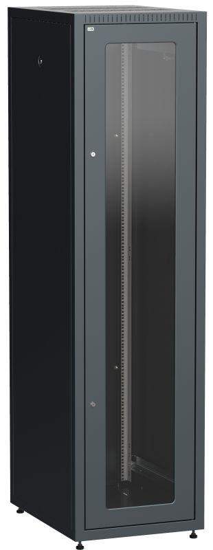 шкаф сетевой linea e 47u 600х800мм стекл. передняя дверь задняя металлическая черн. itk le05-47u68-gm от BTSprom.by