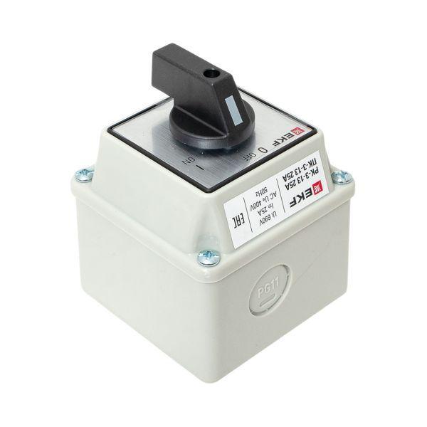  Переключатель кулачковый ПК-3-13 3П 25А "ВКЛ-ВЫКЛ" IP54 EKF pk-3-13-25 фото в каталоге от BTSprom.by