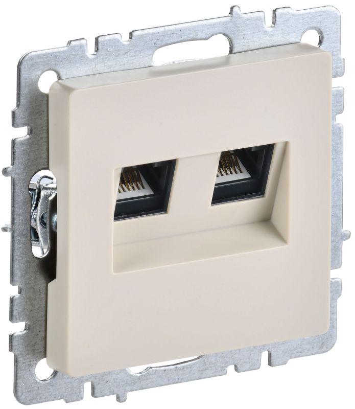 розетка компьютерная двойн. сп rj45 кат.5e brite рк10-2-бркр механизм беж. iek br-k20-1-k10 от BTSprom.by