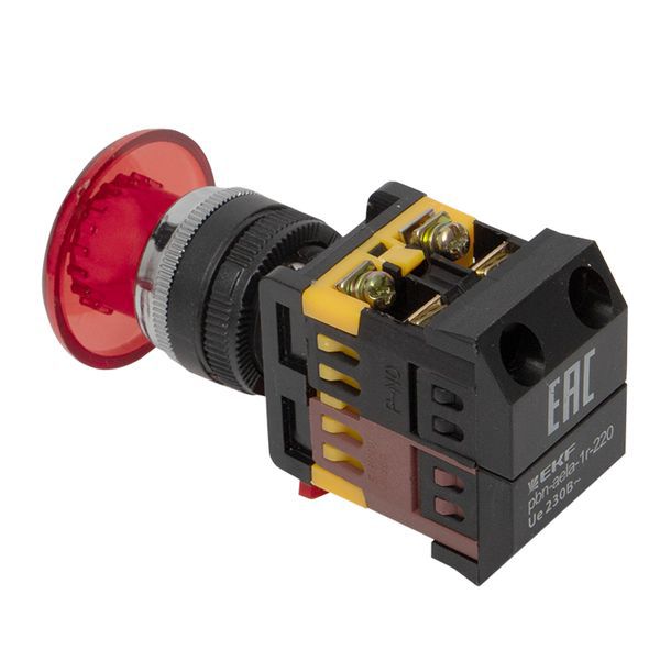  Кнопка "Грибок" AELA-22 NO+NC 220В с подсветкой красн. PROxima EKF pbn-aela-1r-220 фото в каталоге от BTSprom.by