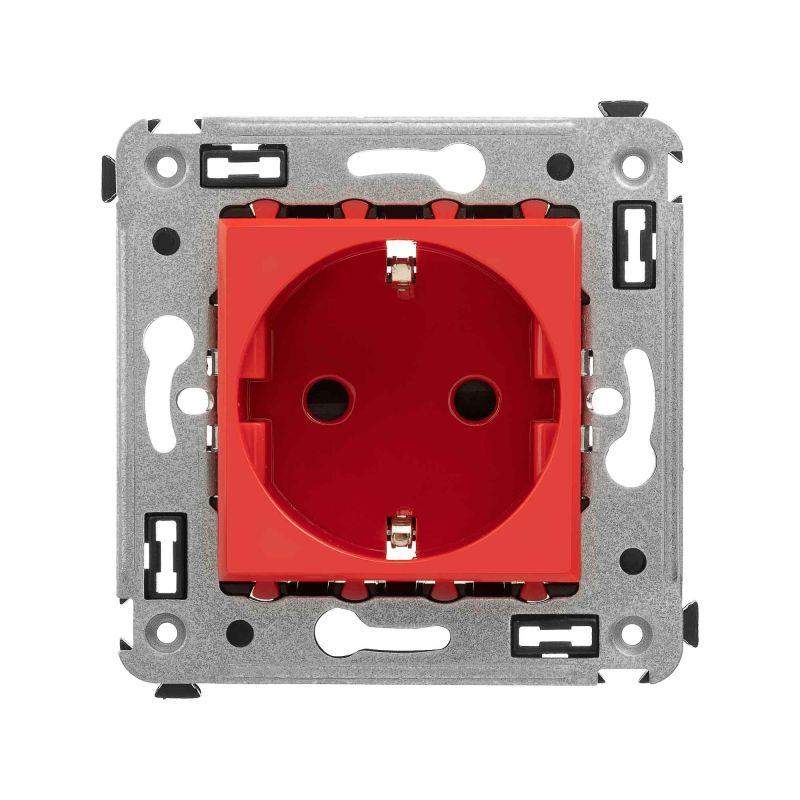  Розетка 1-м СП 2мод. Avanti "Красный квадрат" 16А IP20 2P+E защ. шторки красн. DKC 4401003 фото в каталоге от BTSprom.by