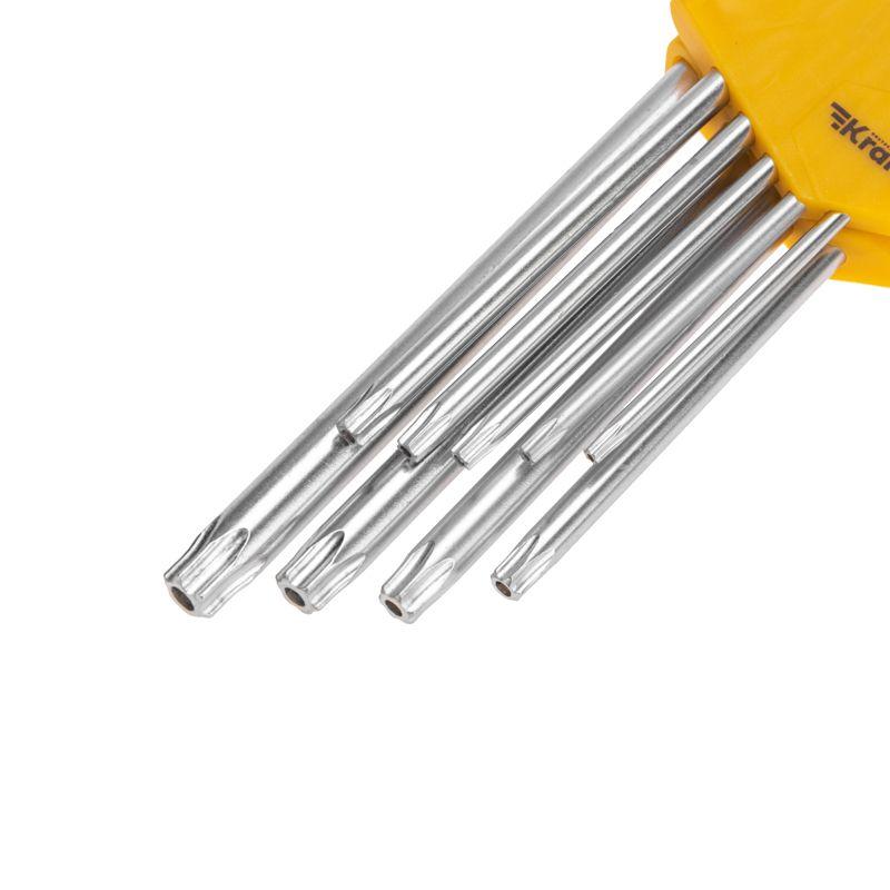  Набор ключей имбусовых Tamper-Torx 9шт ТТ10-ТТ50 закаленные удлиненные никель Kranz KR-12-5221 фото в каталоге от BTSprom.by
